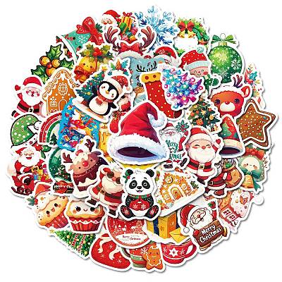 50Pcs Christmas Theme Cartoon Paper Stickers DIY-P085-05-1