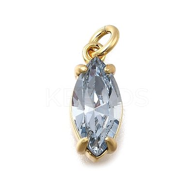 Horse Eye Brass with Glass Charms KK-G525-04G-02-1