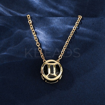 Brass Pave Cubic Zirconia Birth Stone Constellation Pendant Cable Chain Necklaces NJEW-D334-01G-11-1