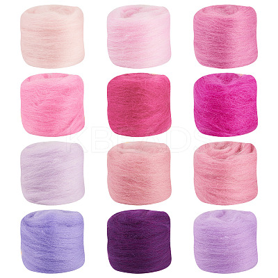 60G 12 Colors Needle Felting Wool Roving DIY-TA0012-85-1