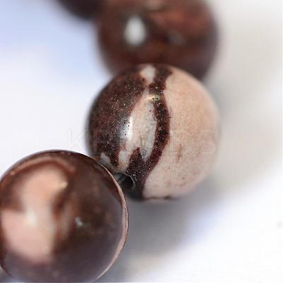 Natural Zebra Jasper Round Bead Strands G-E334-8mm-12-1