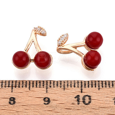 Brass Micro Pave Cubic Zirconia and Resin Pendants KK-T074-65KCG-1