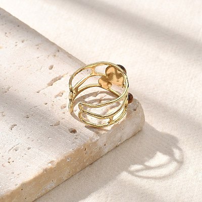Natural Tiger Eye Finger Rings STAS-Z112-05G-03-1