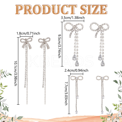 3 Pairs 3 Style Rhinestone Bowknot Stud Earrings EJEW-AN0004-91-1