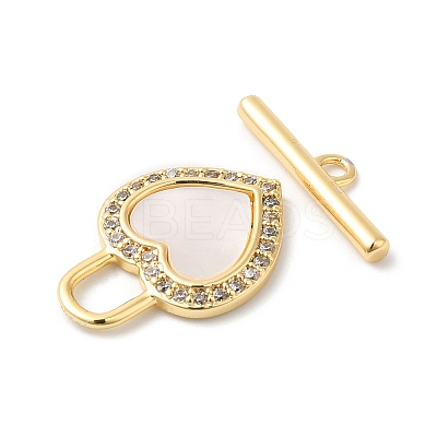 Brass Micro Pave Clear Cubic Zirconia Toggle Clasps KK-P234-69G-1