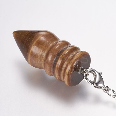 Natural Tiger Eye Pointed Dowsing Pendulums X-G-E338-07H-1