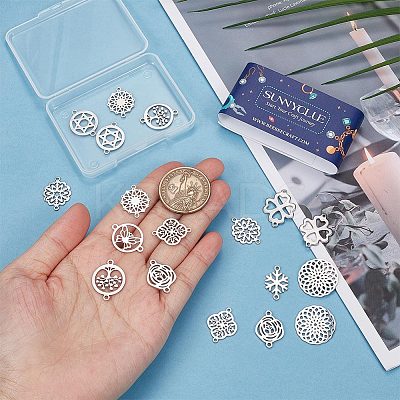 20Pcs 10 Styles Stainless Steel Connector Charms FIND-SC0004-70-1