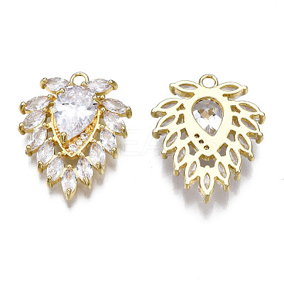 Brass Micro Pave Clear Cubic Zirconia Pendants ZIRC-S069-007G-1