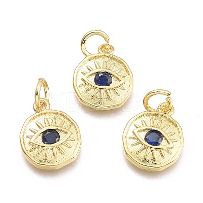 Brass Micro Pave Cubic Zirconia Pendants KK-P187-17B-G-1