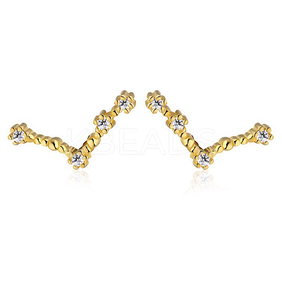 Cubic Zirconia Constellation Stud Earrings EJEW-P231-90G-01-1
