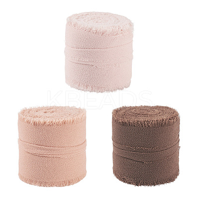 3 Rolls Polyester Raw Edges Ribbons SRIB-TAC0002-26E-1