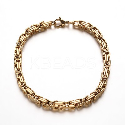 Trendy 304 Stainless Steel Byzantine Chain Bracelets BJEW-L510-10-1