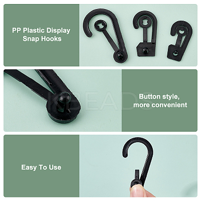180Pcs 3 Style PP Plastic Display Snap Hooks FIND-NB0002-90B-1