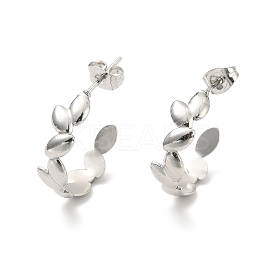 Non-Tarnish 304 Stainless Steel Leaf Wrap Stud Earring EJEW-P202-03P-1