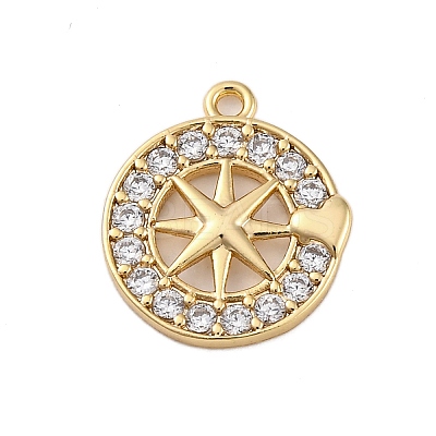 Brass Micro Pave Cubic Zirconia Pendants KK-P289-05G-1