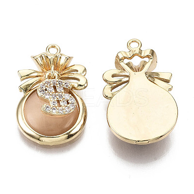 Brass Micro Cubic Zirconia Pendants X-KK-N231-145-NF-1