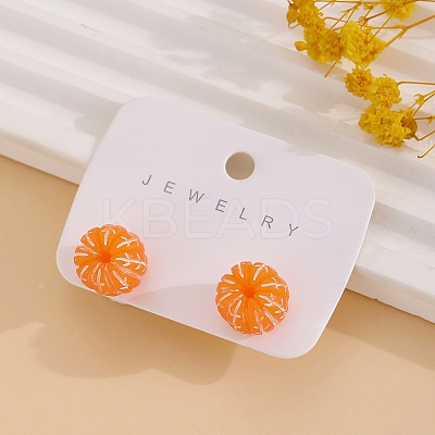 Resin Orange Stud Earrings LS-EJEW-B136-01-1