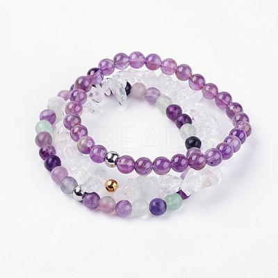 Natural Mixed Gemstone Stretch Bracelets BJEW-JB03365-1