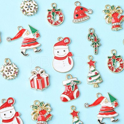 20Pcs 10 Styles Christmas Alloy Enamel Pendants ENAM-CJ0004-49-1