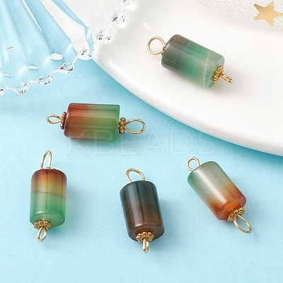 Natural Peacock Agate Connector Charms PALLOY-YW0001-54-1