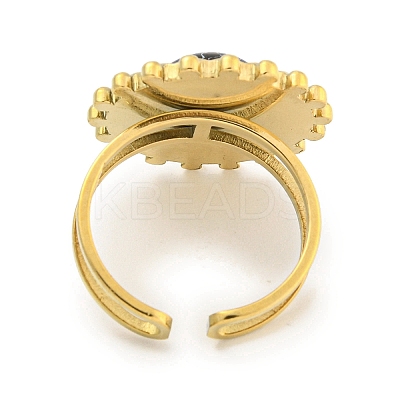 Ion Plating(IP) 304 Stainless Steel Synthetic Turquoise Cuff Rings G-Z056-08G-05-1