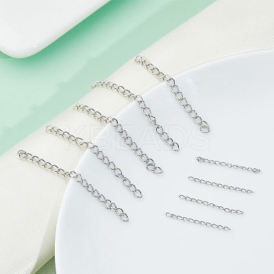 120Pcs 2 Styles 304 Stainless Steel Curb Chains Extender STAS-DC0016-81P-1