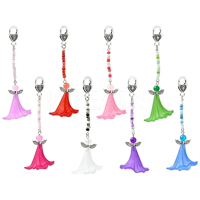 4Pcs Angel Acrylic & Glass Pendant Decorations HJEW-YW00060-01-1