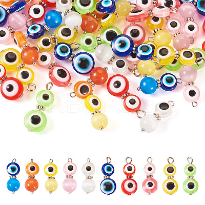 40Pcs 10 Styles Resin Evil Eye & Cat Eye Pendants FIND-TA0004-25-1