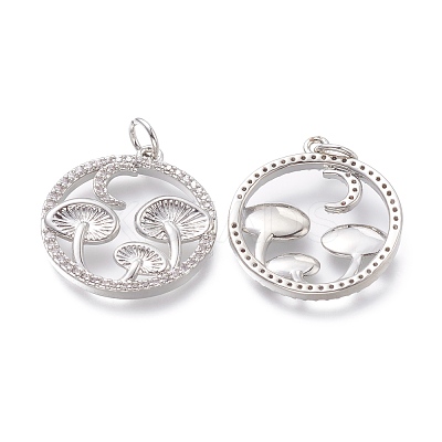 Autumn Theme Brass Micro Pave Clear Cubic Zirconia Pendants ZIRC-H104-01-P-1