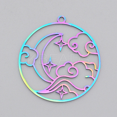 Ion Plating(IP) 201 Stainless Steel Pendants STAS-T056-LA519-1