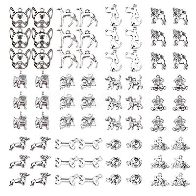 Tibetan Style Alloy Puppy Pendants TIBEP-SC0001-41AS-1