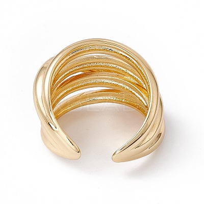 Rack Plating Brass Multi Circle Criss Cross Open Cuff Ring for Women RJEW-B043-12-1