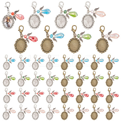 40Pcs 8 Style Oval Alloy Pendant Locket Pendant Decorations HJEW-AB00200-1