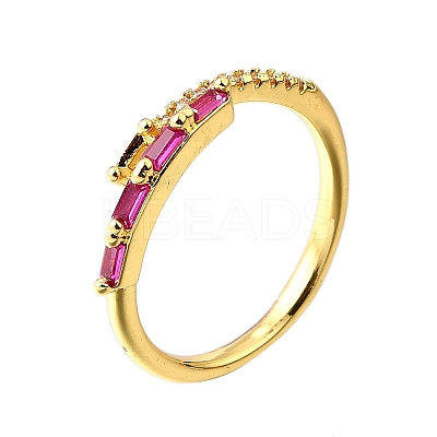 Brass Micro Pave Cubic Zirconia Cuff Rings for Women RJEW-H247-03G-1
