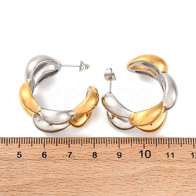 304 Stainless Steel Two Tone Stud Earrings LS-EJEW-A136-01B-GP-1