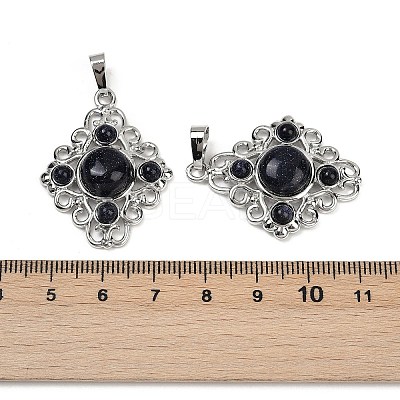 Synthetic Blue Goldstone Pendants G-Z077-01P-14-1