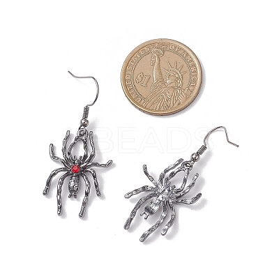 Alloy Rhinestone Spider Dangle Earrings EJEW-JE06655-01-1