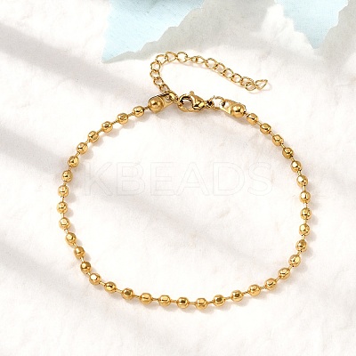 304 Stainless Steel Ball Chain Bracelets for Women X-BJEW-B140-04G-1