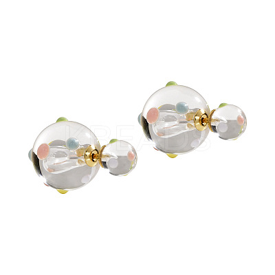Resin and Brass Stud Earrings for Women FS-WG08F6B-02-1