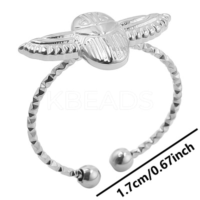 304 Stainless Steel Owl Cuff Ring for Unisex NN5727-1-1