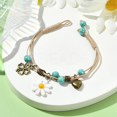Polyester Braided Bead Bracelets BJEW-JB11362-1