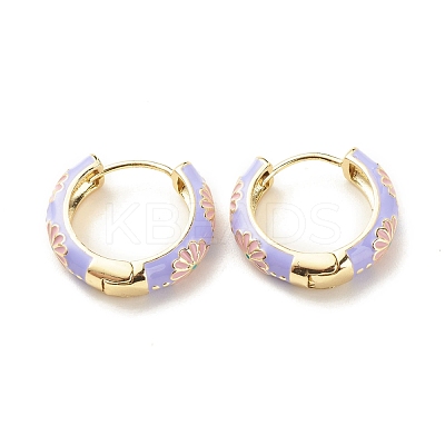 Daisy Flower Enamel Hoop Earrings EJEW-G290-01G-B-1