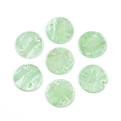 Dyed Natural Capiz Shell Disc Links Connector Charms SSHEL-WH0006-01A-6-1