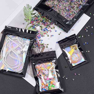 120Pcs 4 Style Rectangle Zip Top Plastic Glitter Holographic Bags OPP-SZ0001-02-1