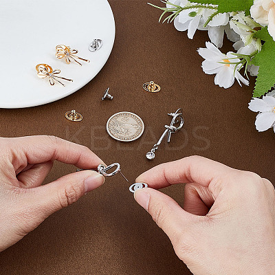 8Pcs 2 Colors Brass Bullet Ear Nuts KK-GA0001-82-1