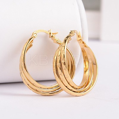 New Fashion 304 Stainless Steel Hoop Earrings X-EJEW-L129-17-1