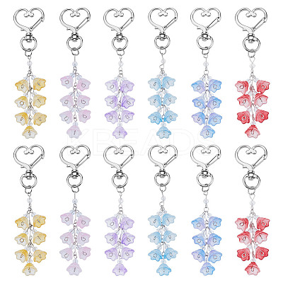12Pcs 6 Colors Lily of the Valley Glass Pendant Decration HJEW-NB00236-1