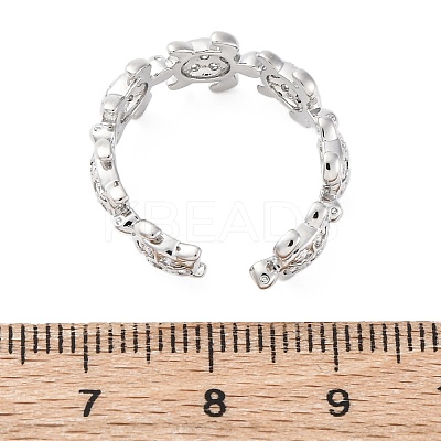 Brass Micro Pave Clear Cubic Zirconia Cuff Rings for Women RJEW-G345-01P-1