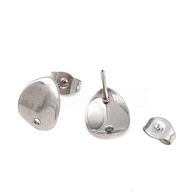 Non-Tarnish 304 Stainless Steel Oval Stud Earring Findings STAS-R063-39-1