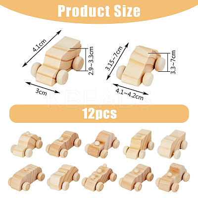 2 Sets 2 Style Unfinished Blank Wood Cars DIY-FH0006-32-1